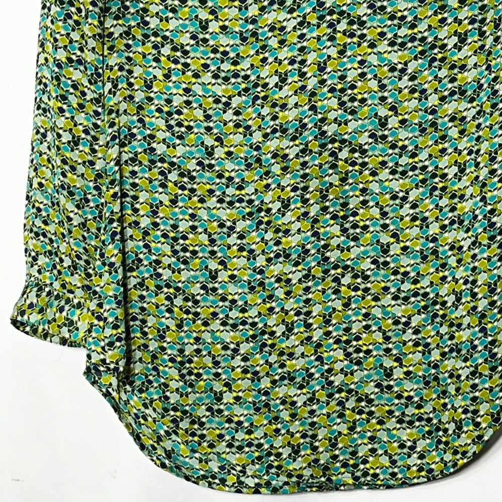 Liz Claiborne Womens Green Geometric Mosaic V-Neck 3/4 Sleeve Blouse Size S - Picture 4 of 8